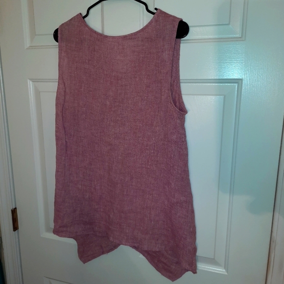 j.jill crinkled linen tank top with front drape light cranberry color sz. LG - Picture 5 of 10